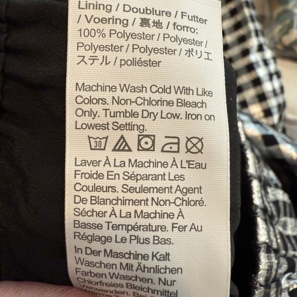 Women's J. Crew Black and Silver Check Metallic Short Sleeve Shirt Size S NEW - Picture 5 of 7